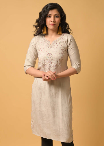 Off-white Rayon Kurti