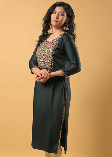 Rayon Dark Green Kurti