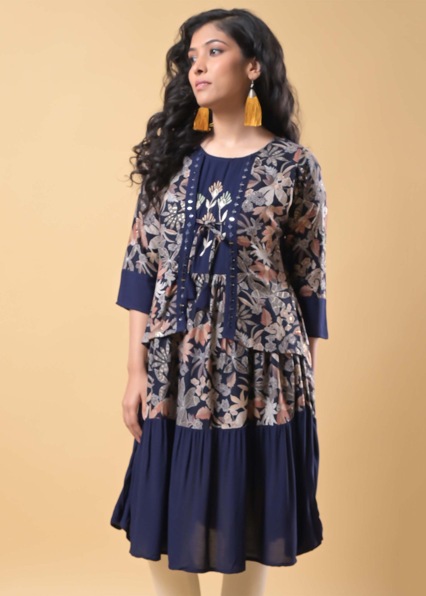 Dark Blue A-line Kurti