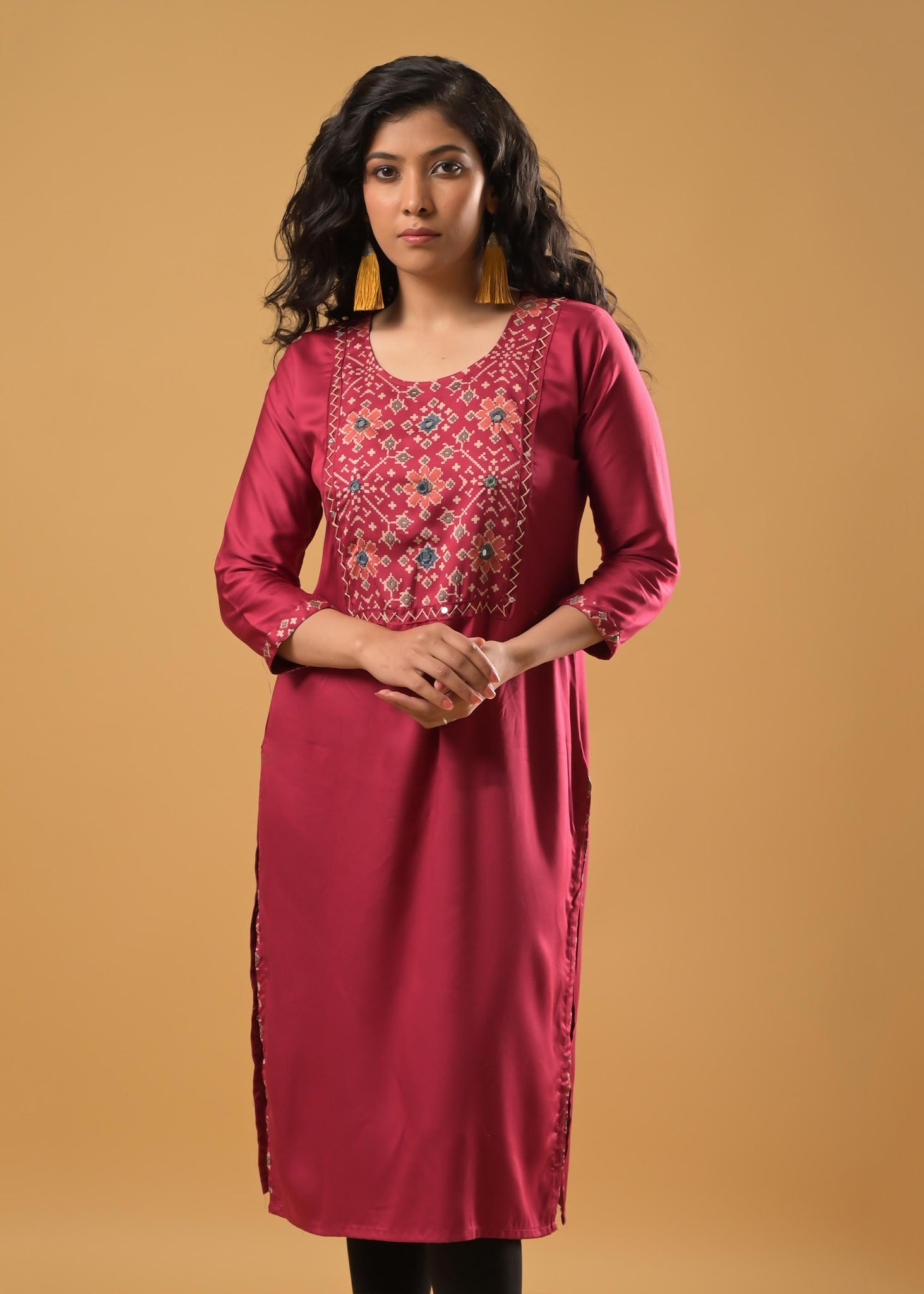 Rayon Magenta Kurti