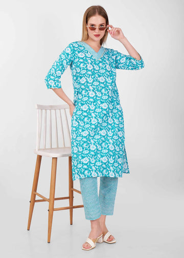 Cotton Blue Kurta Pant