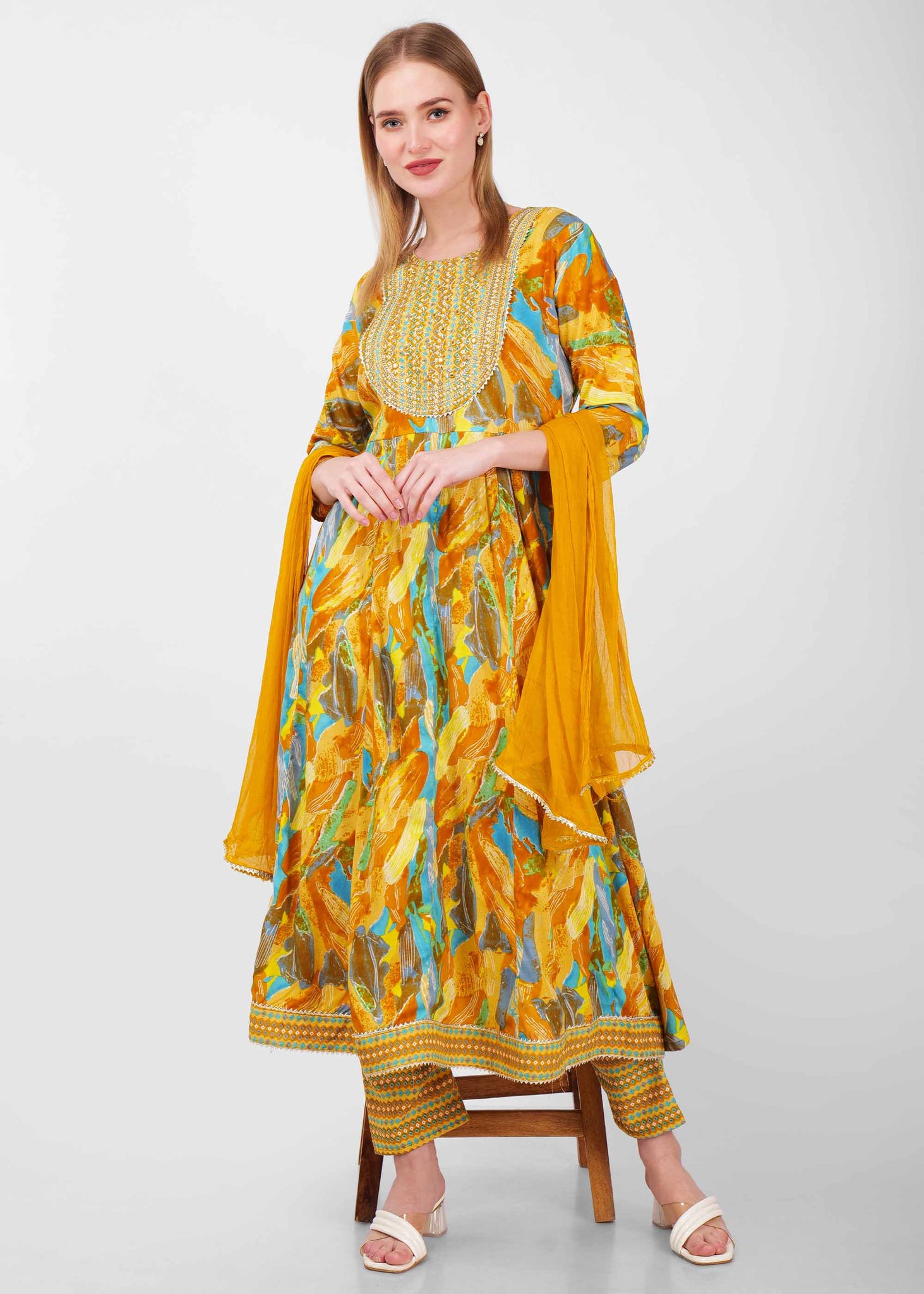 Cotton Yellow Kurta Set