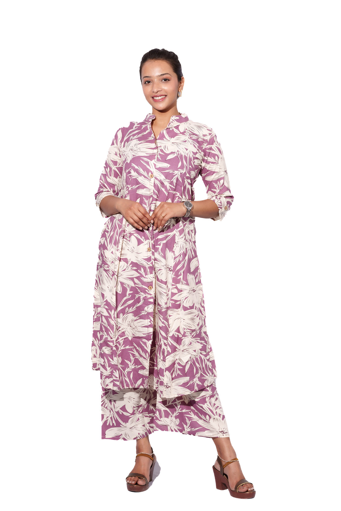 Off white & Purple Kurta Pant