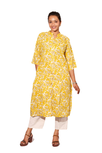 Yellow Rayon Kurti