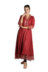 Red Rayon Anarkali Kurti