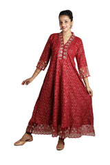 Red Rayon Anarkali Kurti