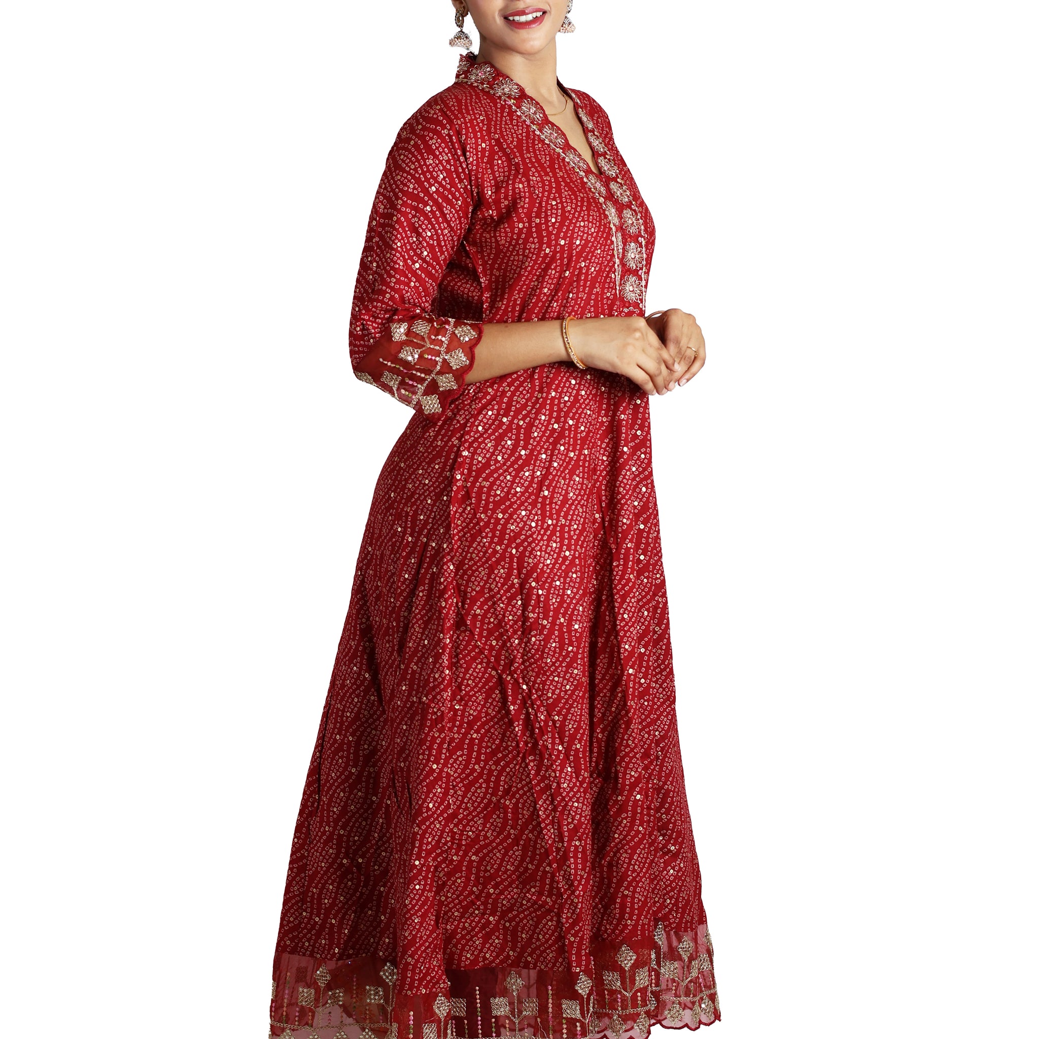Red Rayon Anarkali Kurti