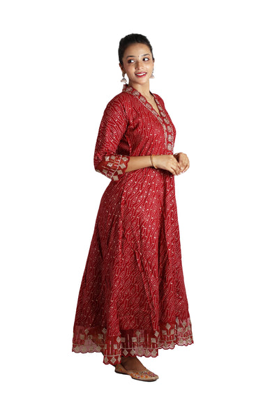 Red Rayon Anarkali Kurti