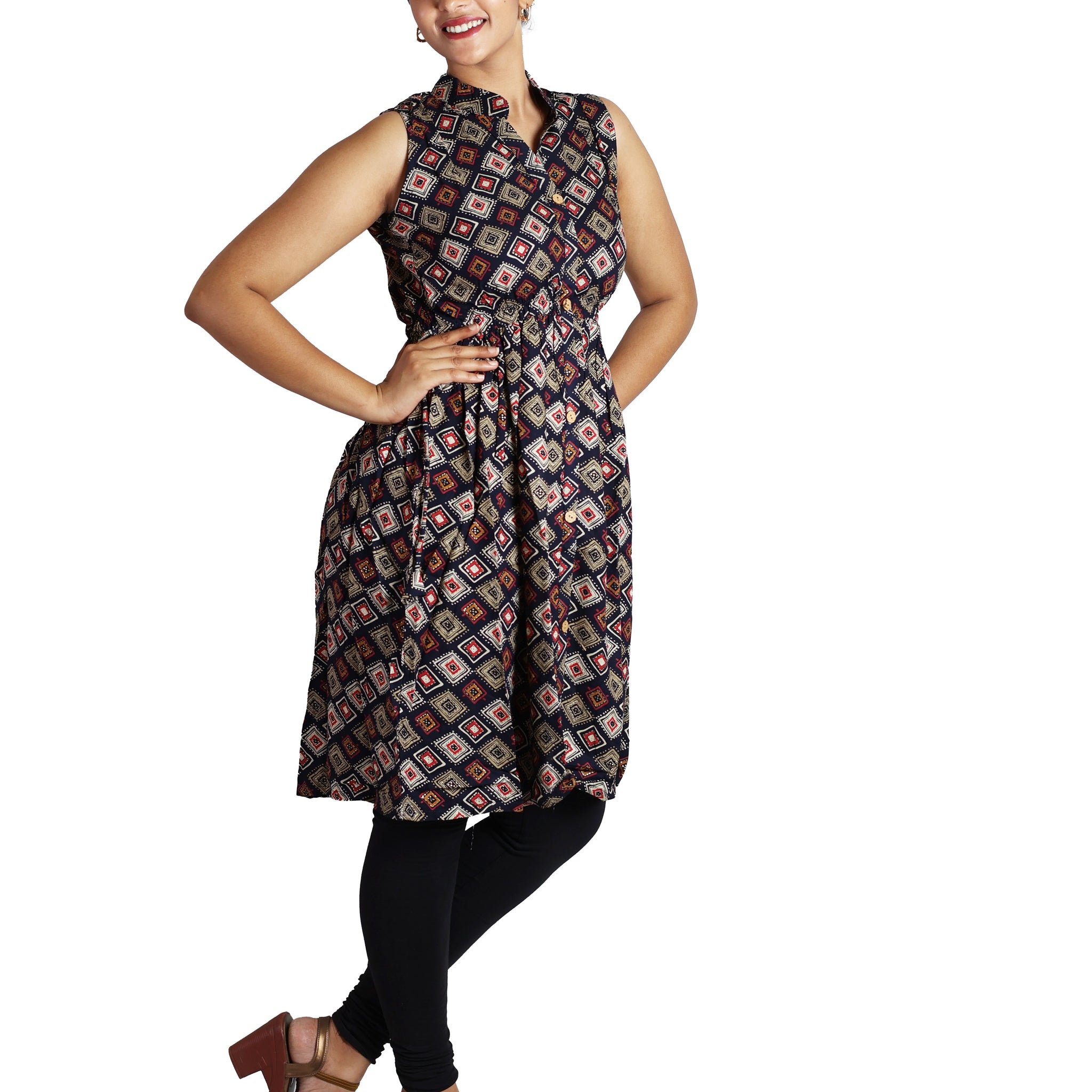 Fit & Flare Multi-Color Rayon Kurti