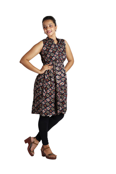 Fit & Flare Multi-Color Rayon Kurti