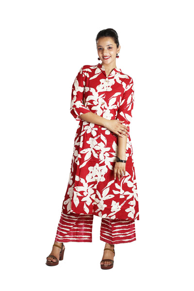 Mehroon  Rayon Kurta Plazzo Set