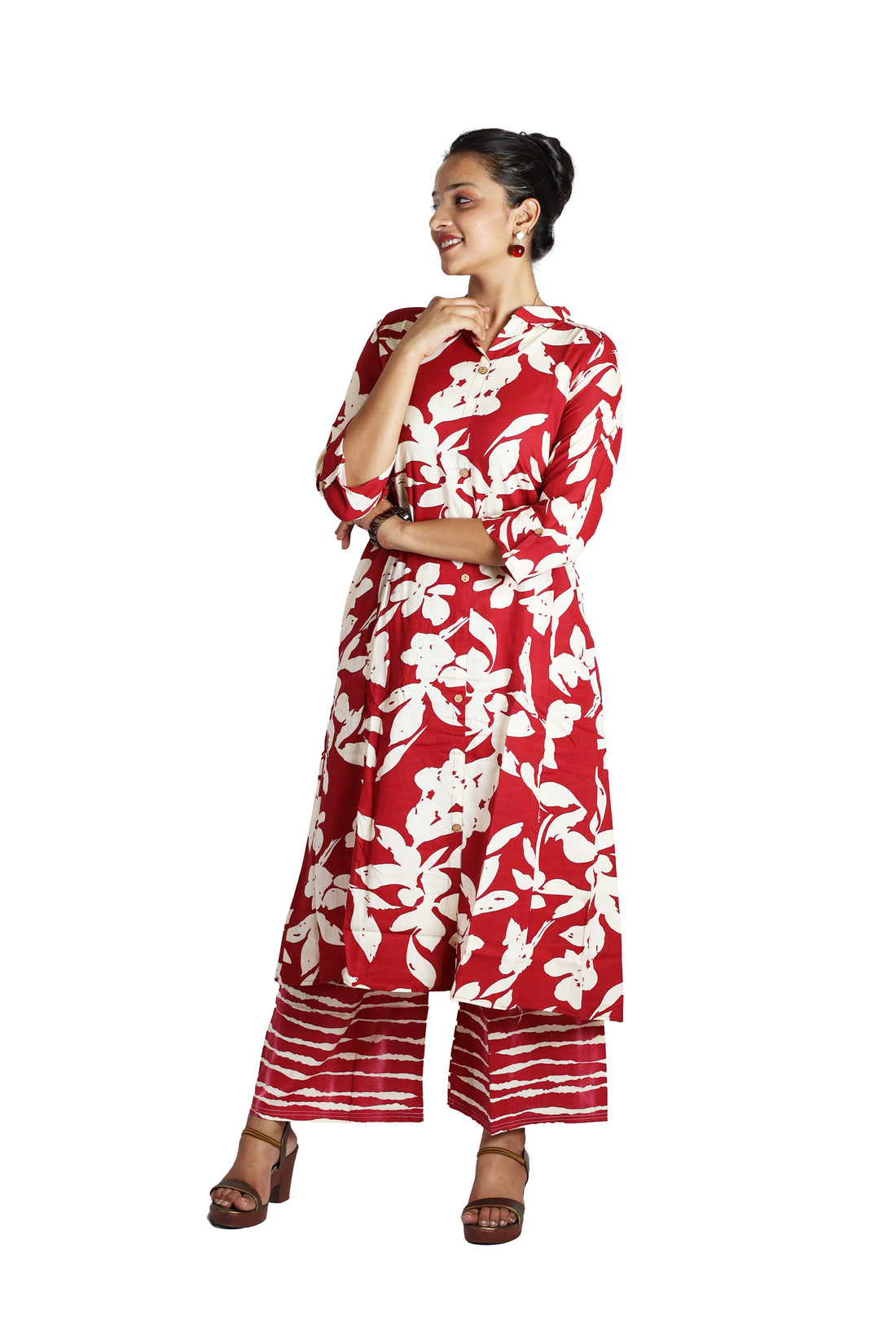 Mehroon  Rayon Kurta Plazzo Set