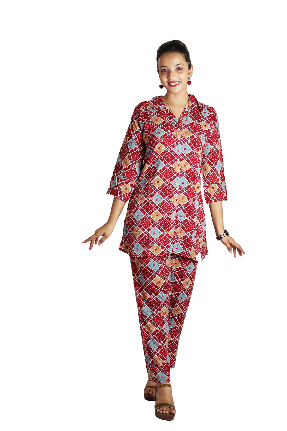 Carrot Red Wrikal Co-Ord Set