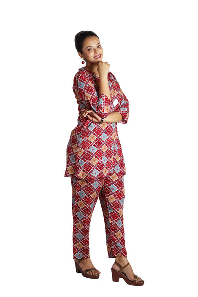 Carrot Red Wrikal Co-Ord Set