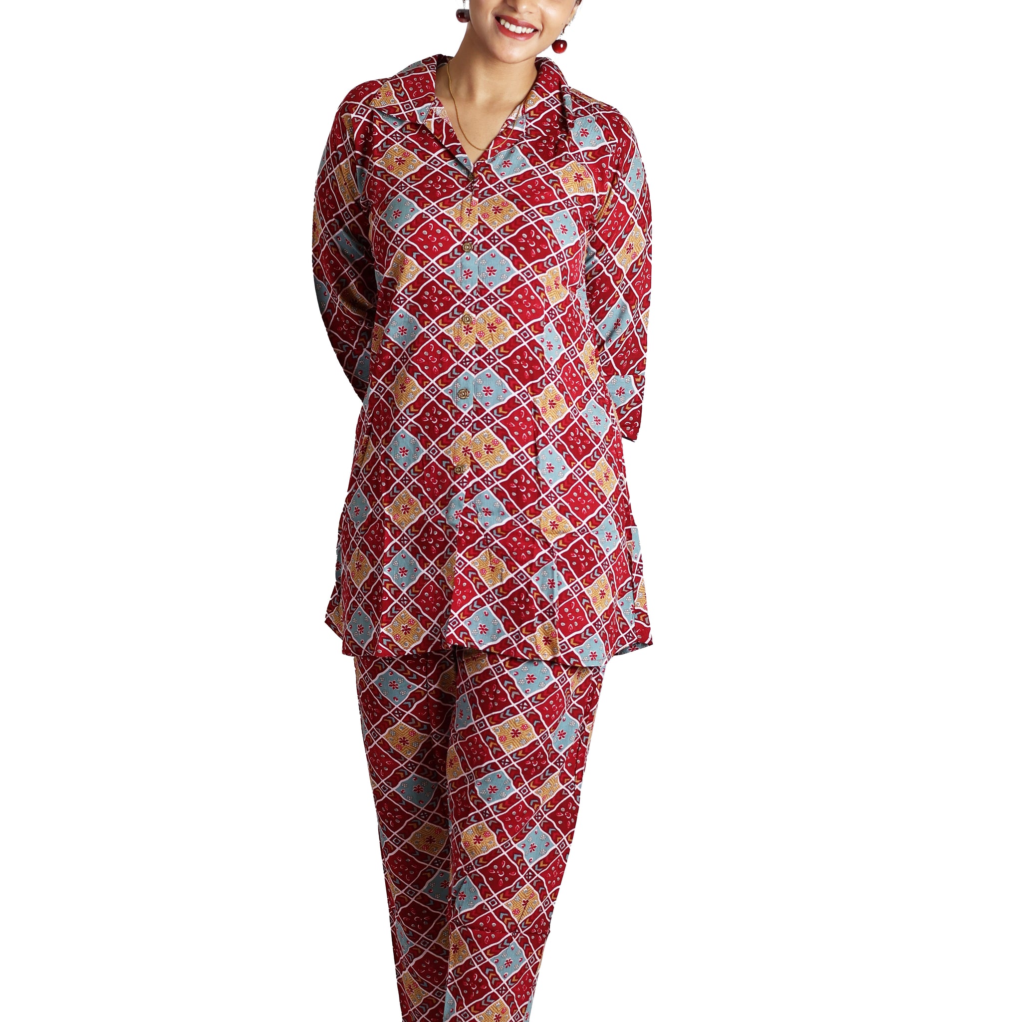 Carrot Red Wrikal Co-Ord Set