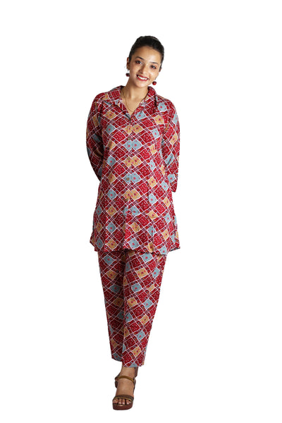 Carrot Red Wrikal Co-Ord Set