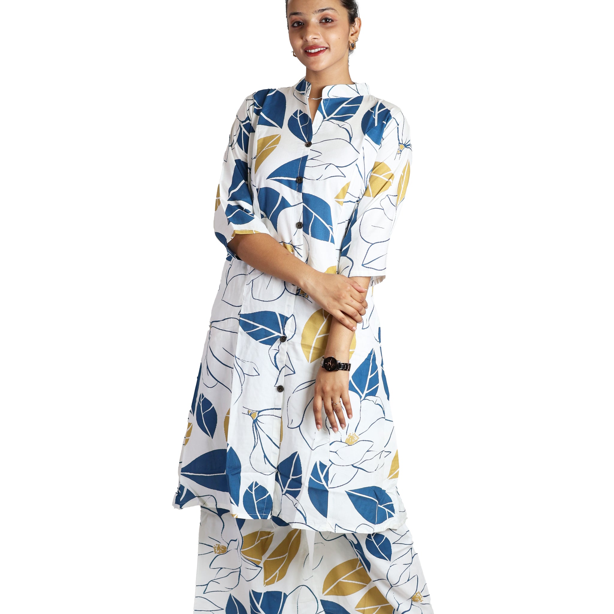 White Rayon Kurta Plazzo Set
