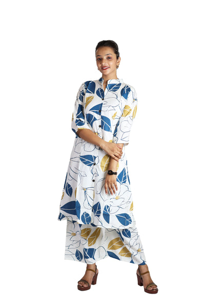 White Rayon Kurta Plazzo Set