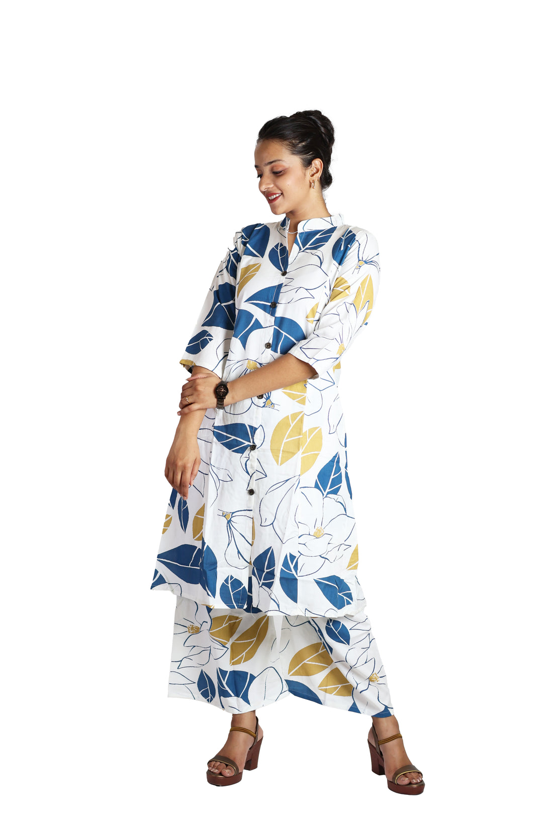 White Rayon Kurta Plazzo Set