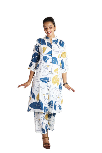 White Rayon Kurta Plazzo Set