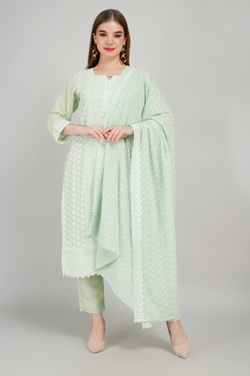 Pista Women’s Georgette Kurti Set with Dupatta