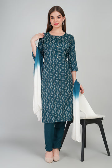 Women’s Rayon Kurti Set with Dupatta