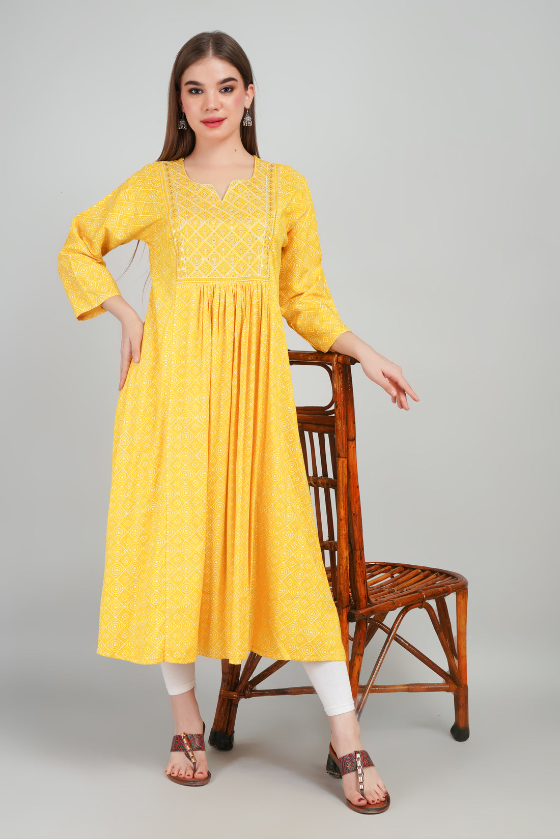 Yellow Women’s Rayon Kurti Elegant Party & Festive Wear